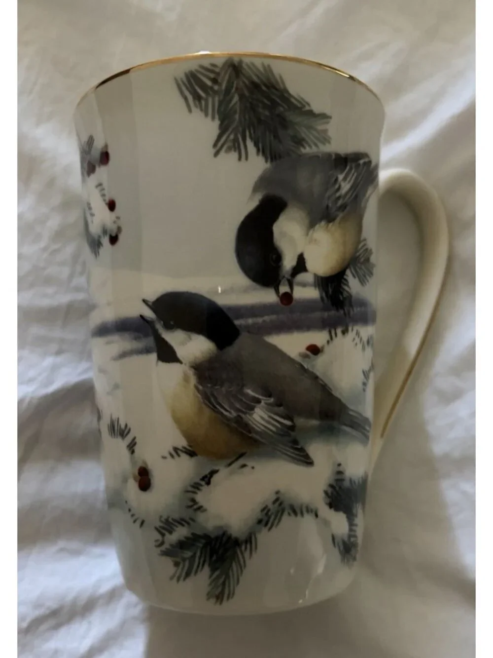 Lenox Winter Greetings Scenic Accent Mug Chickadee & Goldfinch